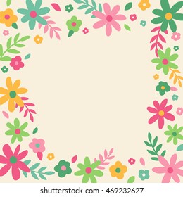 Cute floral border frame vector