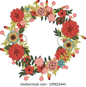 Cute Floral Border On White Background - Flower Garland