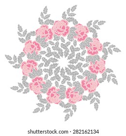 Cute floral border on white background - flower garland