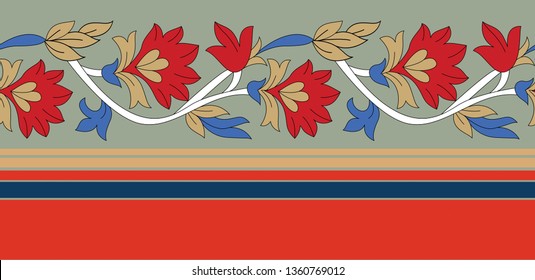 cute floral border pattern on gray