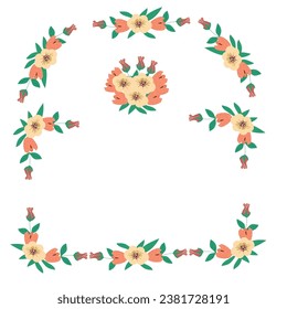 cute floral border for wedding design, menu cards.