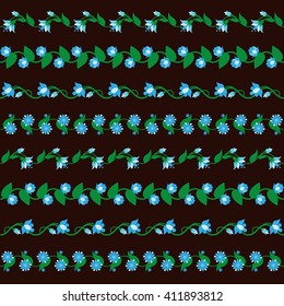 Cute floral borders set collection. Isolated on brown background. Can use for birthday card, wedding invitations. Vector illustration.
