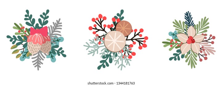 Cute floral bouquets. Vecto illustration