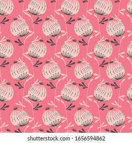 Cute Floral Buds Vector Seamless pattern