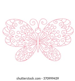 Cute floral butterfly. Pink doodle element