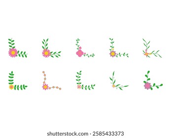 Cute floral Corner Element Set