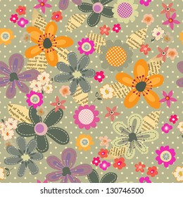 Cute Floral Cutouts Seamless Repeat Stock Vector (Royalty Free ...