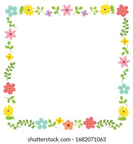 Cute floral decorative frame on white background 