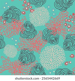 Cute floral ditsy vector seamless pattern. Fabric design with simple flowers and leaves in gentel colors. Trendy repeated pattern for fabric, wallpaper