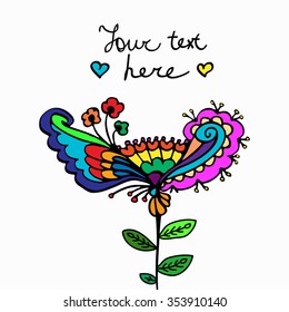 Cute floral doodle vector colorful ornament