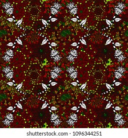 Cute floral elements. Colour Spring Theme seamless pattern Background. Vector illustration. Seamless pattern Fashionable fabric pattern. Flat doodles Elements Design.