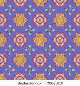 Cute floral elements. Seamless pattern Fashionable fabric pattern. Flat Flower Elements Design. Colour Spring Theme seamless pattern Background. Vector illustration.