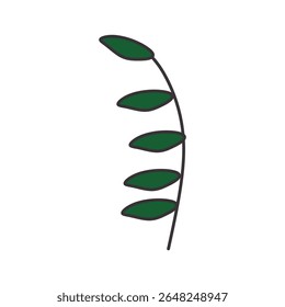 cute floral elements with soft colors and outlines. flowers, leaves, stems