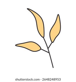cute floral elements with soft colors and outlines. flowers, leaves, stems