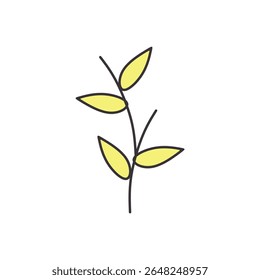 cute floral elements with soft colors and outlines. flowers, leaves, stems