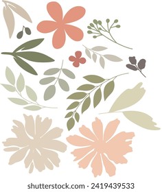 Cute floral elements, spring flowers