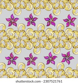 Cute floral elements. vector illustration seamless pattern Fashionable fabric pattern. Colour Spring Theme seamless pattern Background. Flat Flower Elements Design.