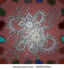 Cute floral elements. vector illustration seamless pattern Fashionable fabric pattern. Colour Spring Theme seamless pattern Background. Flat Flower Elements Design.
