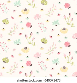 Cute floral fashion print. Vector flower seamless pattern