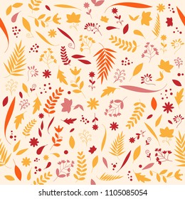 Cute floral flower nature pattern design seamless autumn color tone vector illustration