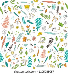 Cute floral flower nature pattern design seamless on white background vector illustration