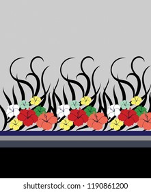 cute floral flowers border pattern