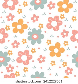 Patrón de flores florales cúpulas en estilo dibujado a mano. Patrón floral vintage en color pastel. adecuado para impresión de tela, papel de envoltura, textiles, etc.