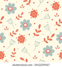 Patrón de flores florales cúpulas en estilo dibujado a mano. Patrón floral vintage en color pastel. adecuado para impresión de tela, papel de envoltura, textiles, etc.