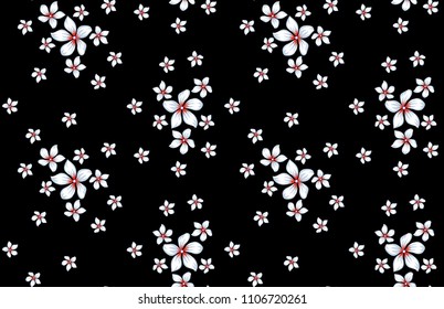 cute floral flowers pattern on black background