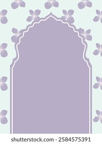 Cute floral frame arch background for banner, postcard, poster, brochure