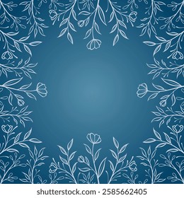 Cute floral frame border notepad, memo pad, poster and social media post