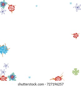 Cute Floral Frame. Colorful Border with Flowers in Retro Style. Background for Postcard, Banner, Wedding Invitation or Flyer. 
