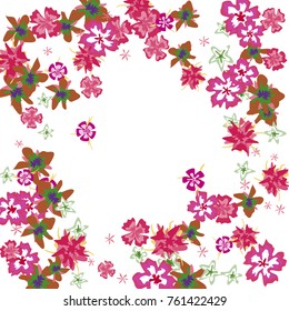 Cute Floral Frame. Colorful Border with Flowers in Retro Style. Background for Postcard, Banner, Wedding Invitation or Flyer. 