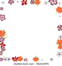 Cute Floral Frame Colorful Border Flowers Stock Vector (Royalty Free ...