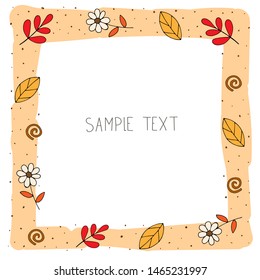 Cute floral frame with decorative elements. vector illustration.