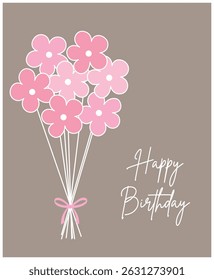 Cute floral frame illustration. Pastel pink card with hand drawn flowers. Can be used for mother's day, birthday, valentine's day. Thank you card vector.