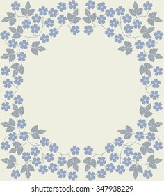 Cute floral frame. Perfect oval frame with little flowers can be used for wedding invitation, greeting card, baby shower invitation and more creative designs.