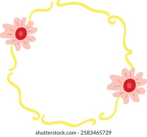 Cute Floral Frame with Yellow Border
