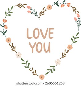 Cute Floral heart vector illustration