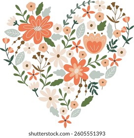 Cute Floral heart vector illustration