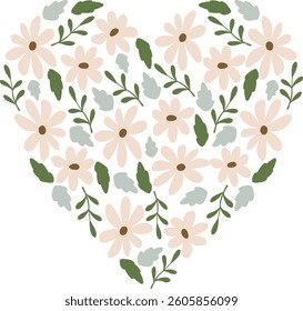 Cute Floral heart vector illustration