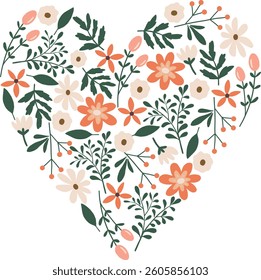Cute Floral heart vector illustration
