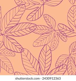 Cute floral leaf lines seamless pattern