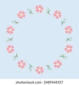 A cute floral and leaf round frame with a place for your text. Suitable for greeting cards, wedding invitations, promotional leaflets