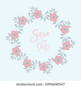 A cute floral and leaf round frame with a place for your text. Suitable for greeting cards, wedding invitations, promotional leaflets