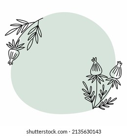Marco de letras florales. Ilustración del doodle vectorial. Ornamento de flores.
