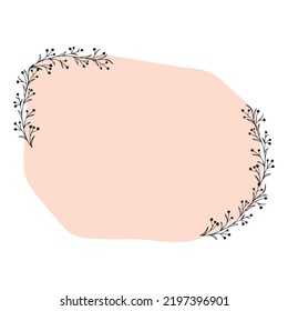 Cute floral lettering frame. Vector doodle illustration. Flower ornament.Vector illustration