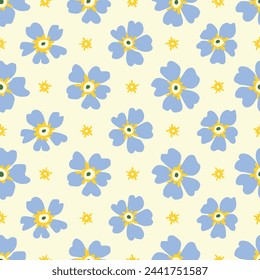 Cute floral mosaic seamless pattern