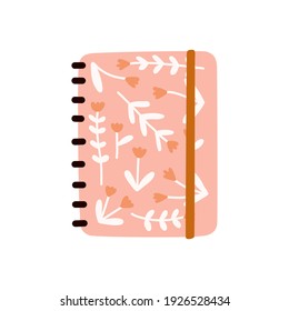 Cute Floral Notebooks notepads, memo pads, planners, organizers for making writing notes and jotting with abstract dry flowers composition. Hand drawn flat vector illustration.