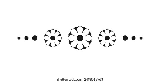 Cute floral page divider doodle illustrations. Simple flower border line art